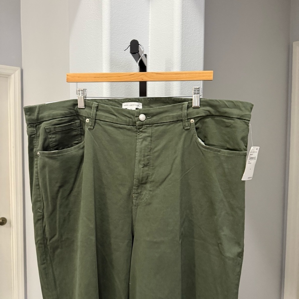 Good American Women's Size 24 Green Good Waist Palazzo Wide Leg Pant Jeans - Picture 3 of 11